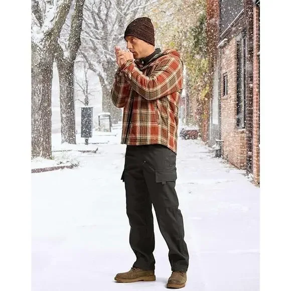 G Gradual Men's Flannel Jacket Fleece Sherpa Lined Hoodies Zip Up Plaid Shirt - Picture 3 of 7